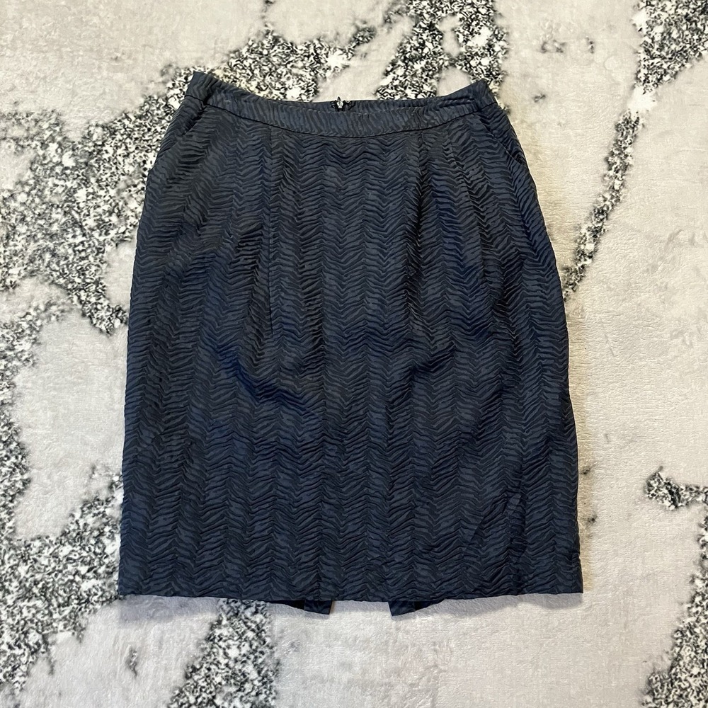 Lafayette 148 New York‎ Skirt Womens Size 8 Pencil Navy Blue Zebra Print